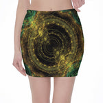 Steampunk Fractal Print Pencil Mini Skirt
