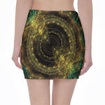 Steampunk Fractal Print Pencil Mini Skirt