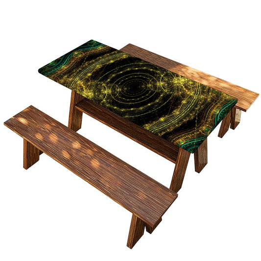 Steampunk Fractal Print Picnic Table Cover