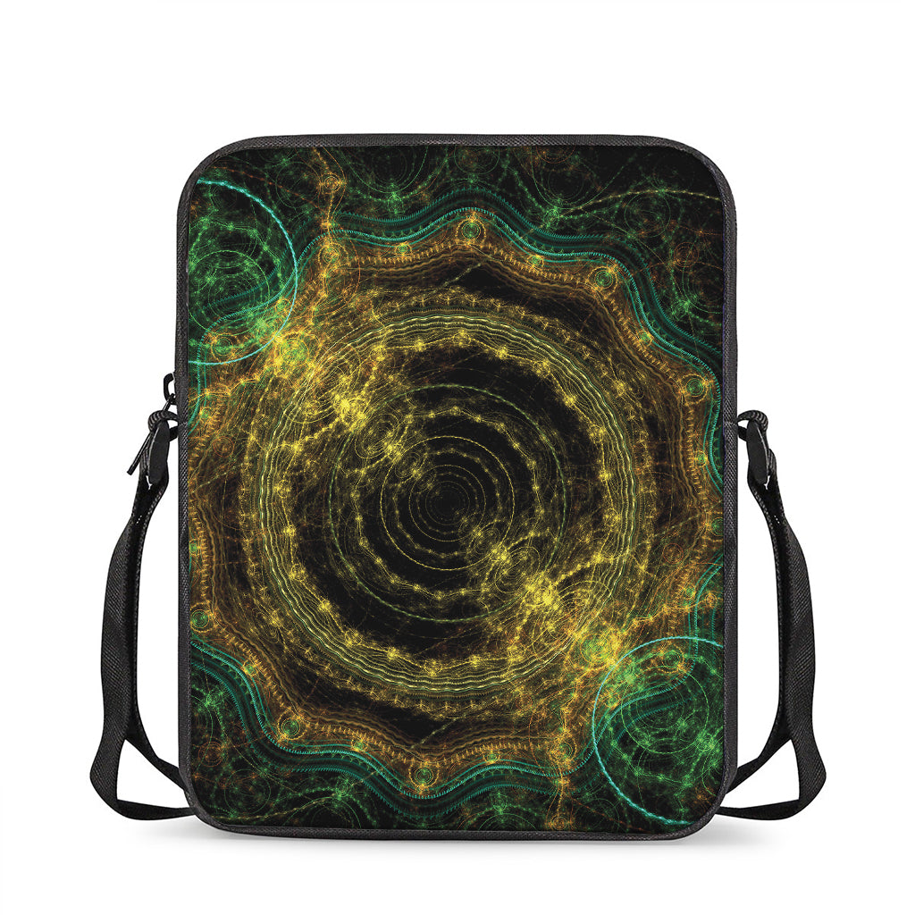 Steampunk Fractal Print Rectangular Crossbody Bag