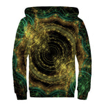 Steampunk Fractal Print Sherpa Lined Zip Up Hoodie