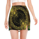 Steampunk Fractal Print Side Slit Mini Skirt