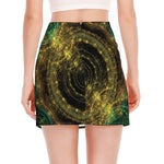 Steampunk Fractal Print Side Slit Mini Skirt