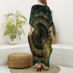 Steampunk Fractal Print Silk V-Neck Kaftan Dress