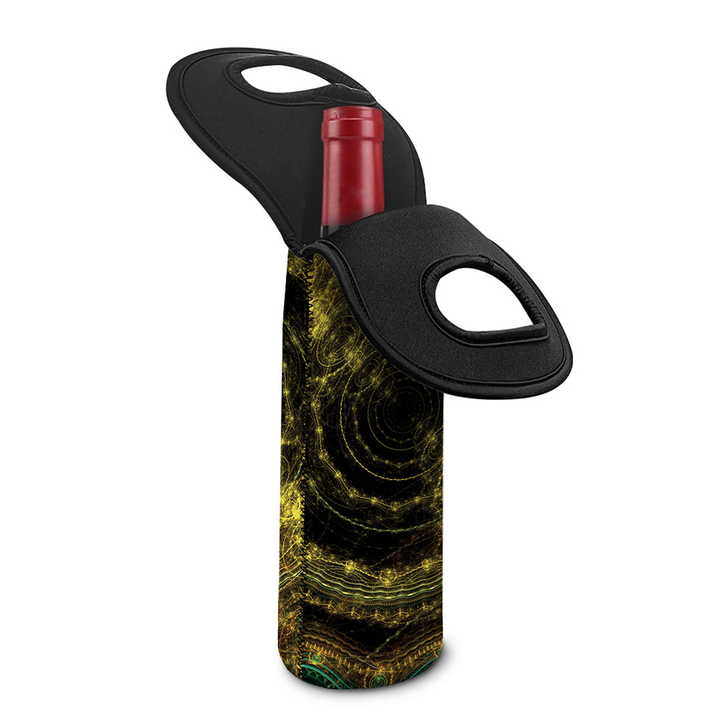 Steampunk Fractal Print Single Neoprene Wine Tote
