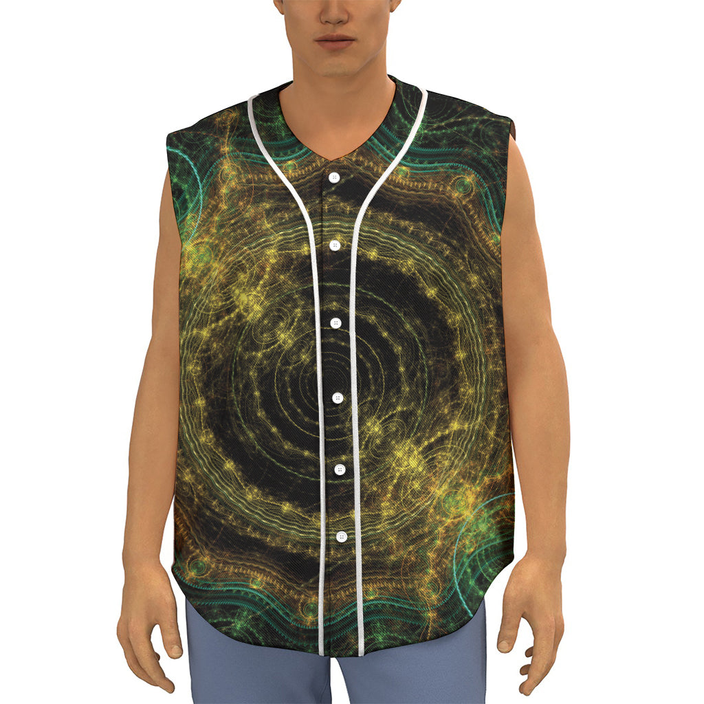 Steampunk Fractal Print Sleeveless Baseball Jersey