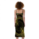 Steampunk Fractal Print Slim Fit Midi Cami Dress