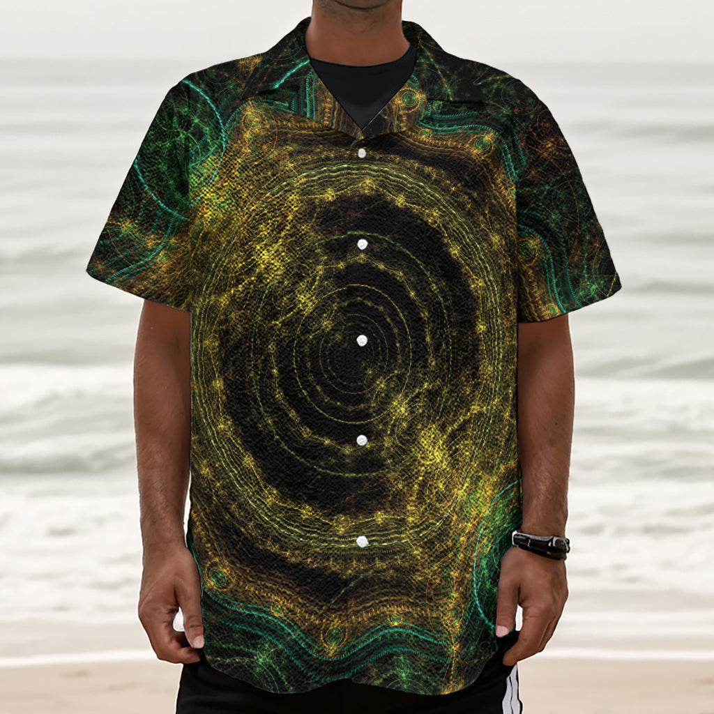 Steampunk Fractal Print Textured Short Sleeve Shirt