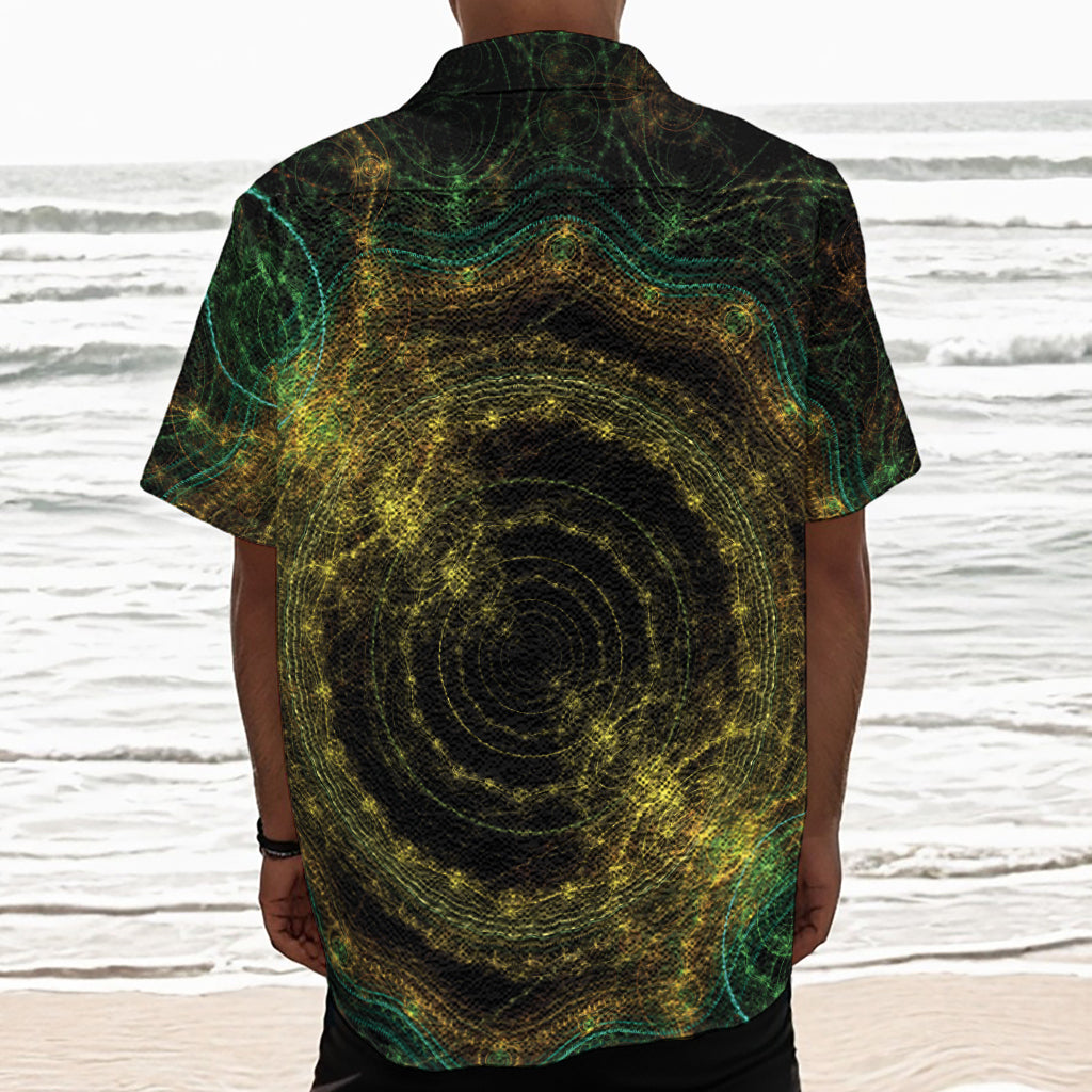 Steampunk Fractal Print Textured Short Sleeve Shirt