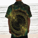 Steampunk Fractal Print Textured Short Sleeve Shirt