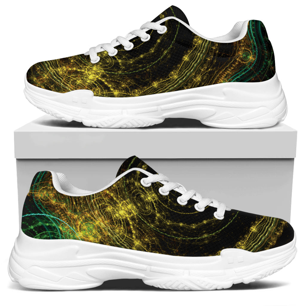 Steampunk Fractal Print White Chunky Shoes
