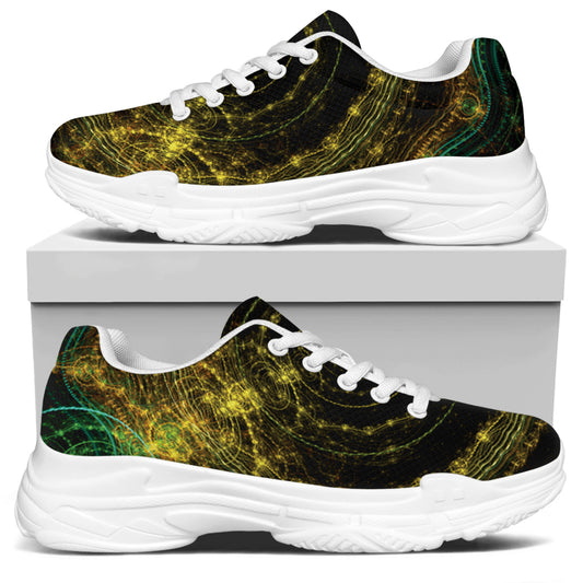 Steampunk Fractal Print White Chunky Shoes