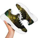 Steampunk Fractal Print White Chunky Shoes