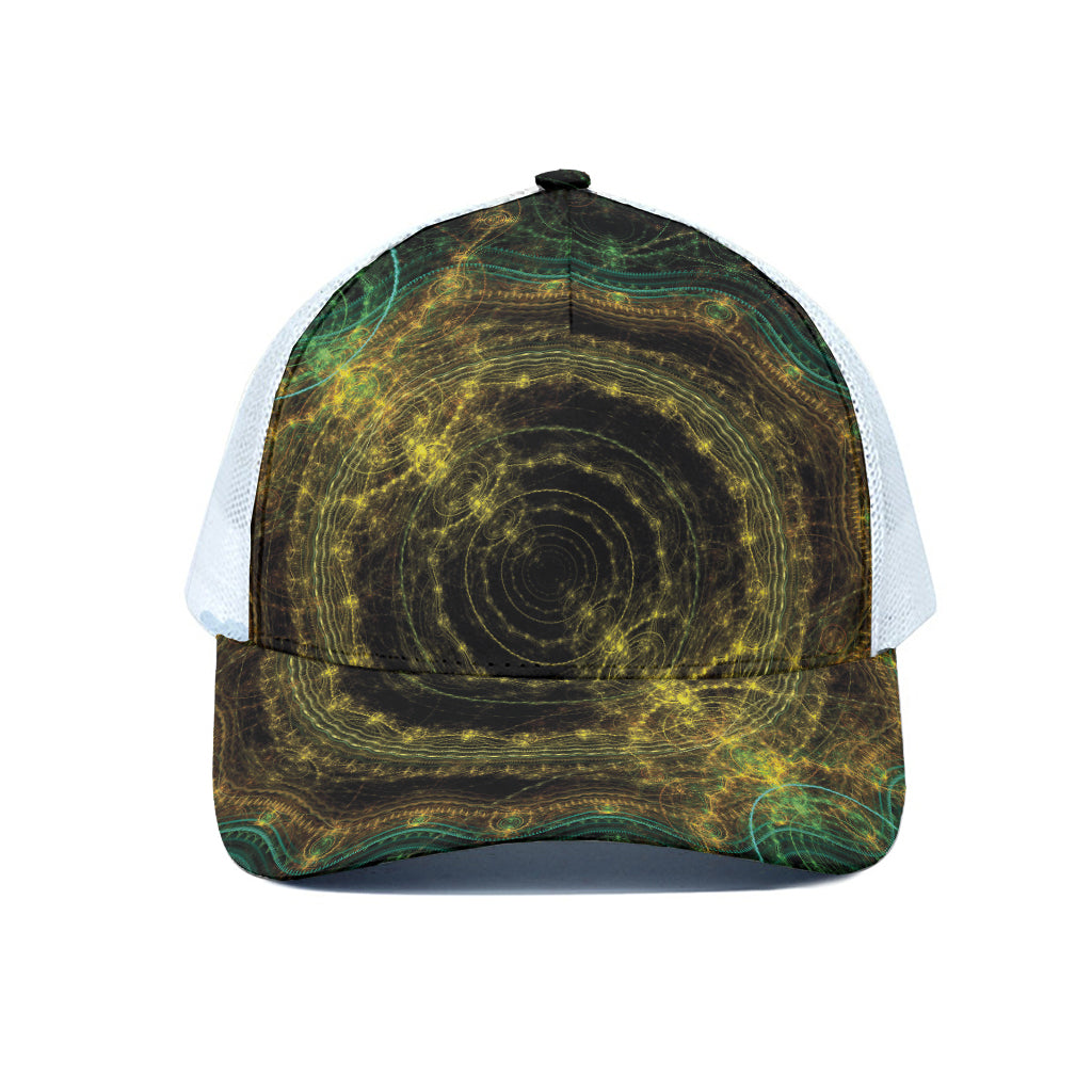Steampunk Fractal Print White Mesh Trucker Cap