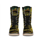 Steampunk Fractal Print Winter Boots
