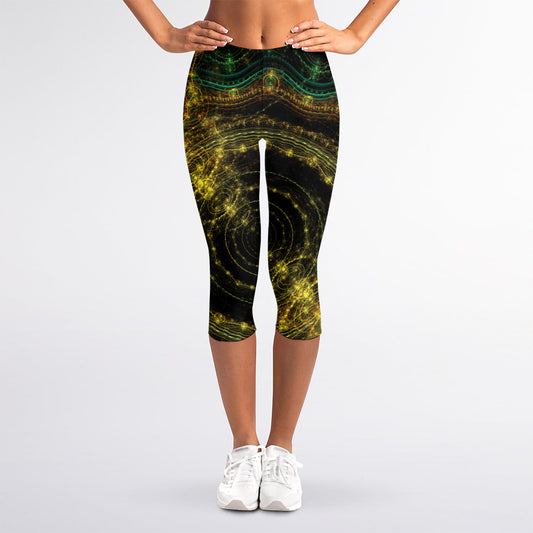 Steampunk Fractal Print Women's Capri Leggings