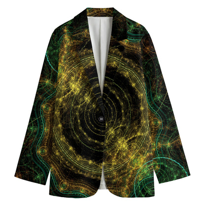 Steampunk Fractal Print Women's Cotton Blazer