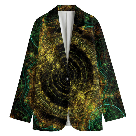 Steampunk Fractal Print Women's Cotton Blazer