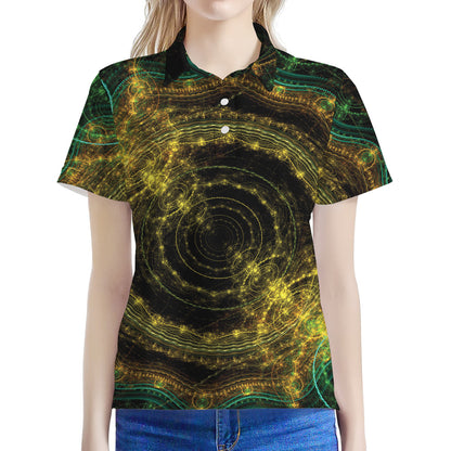 Steampunk Fractal Print Women's Polo Shirt