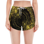 Steampunk Fractal Print Women's Split Running Shorts