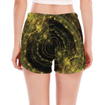 Steampunk Fractal Print Women's Split Running Shorts