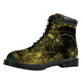 Steampunk Fractal Print Padded Collar Lace Up Boots