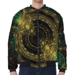 Steampunk Fractal Print Zip Sleeve Bomber Jacket