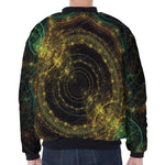 Steampunk Fractal Print Zip Sleeve Bomber Jacket