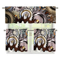 Steampunk Gears And Cogs Print 3 Piece Kitchen Curtains