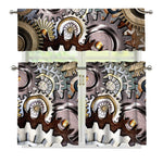 Steampunk Gears And Cogs Print 3 Piece Kitchen Curtains