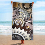Steampunk Gears And Cogs Print Beach Towel