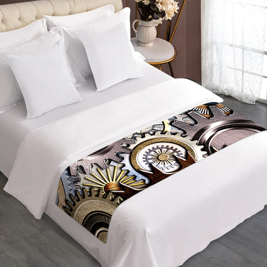 Steampunk Gears And Cogs Print Bed Runner