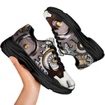 Steampunk Gears And Cogs Print Black Chunky Shoes