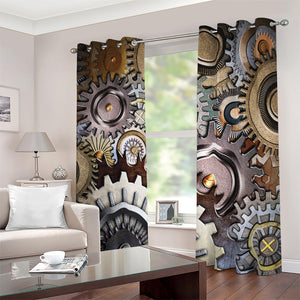 Steampunk Gears And Cogs Print Blackout Grommet Curtains