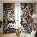 Steampunk Gears And Cogs Print Blackout Pencil Pleat Curtains