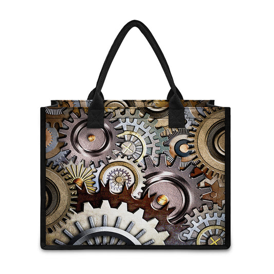 Steampunk Gears And Cogs Print Canvas Tote Bag