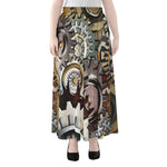Steampunk Gears And Cogs Print Chiffon Maxi Skirt