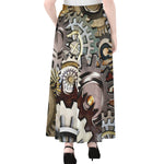 Steampunk Gears And Cogs Print Chiffon Maxi Skirt