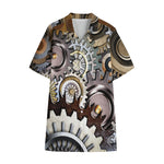 Steampunk Gears And Cogs Print Cotton Hawaiian Shirt