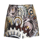 Steampunk Gears And Cogs Print Cotton Shorts