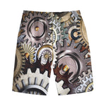 Steampunk Gears And Cogs Print Cotton Shorts