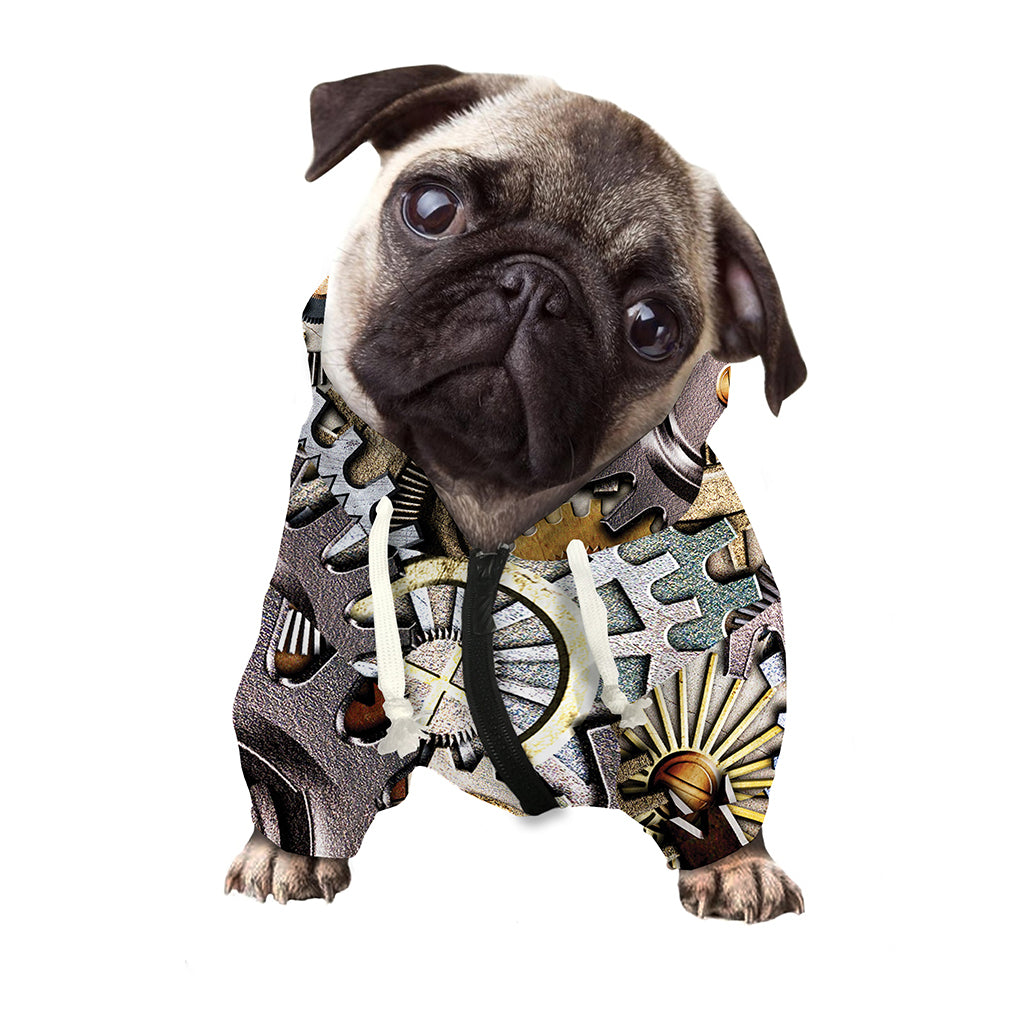 Steampunk Gears And Cogs Print Dog Zip Up Hoodie