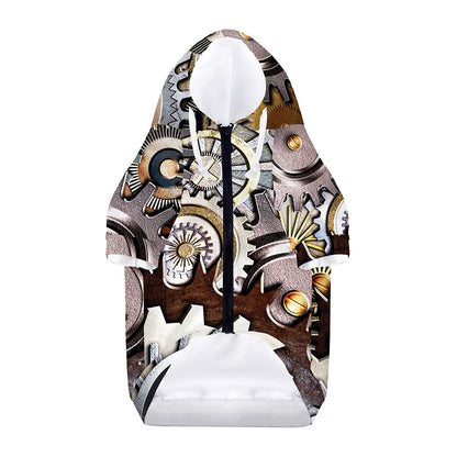 Steampunk Gears And Cogs Print Dog Zip Up Hoodie