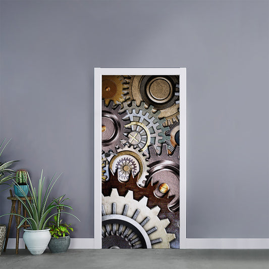 Steampunk Gears And Cogs Print Door Sticker