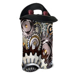 Steampunk Gears And Cogs Print Double Neoprene Wine Tote