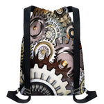 Steampunk Gears And Cogs Print Drawstring Backpack