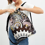 Steampunk Gears And Cogs Print Drawstring Backpack