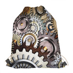 Steampunk Gears And Cogs Print Drawstring Bag