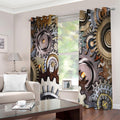 Steampunk Gears And Cogs Print Extra Wide Grommet Curtains