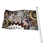 Steampunk Gears And Cogs Print Flag